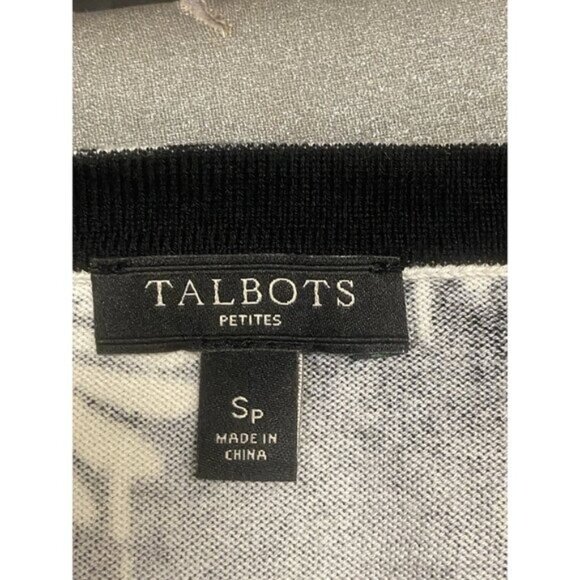 Talbots 3/4 Sleeve Black Floral Lightweight Cotton Blend Cardigan Size S/P - Picture 4 of 5